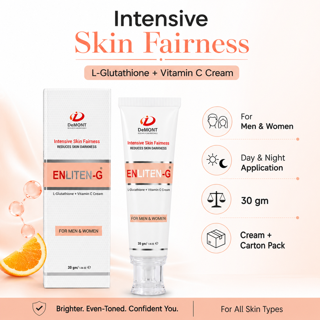 ENLITEN-G Intensive Skin Fairness Cream – L-Glutathione + Vitamin C | 30gm