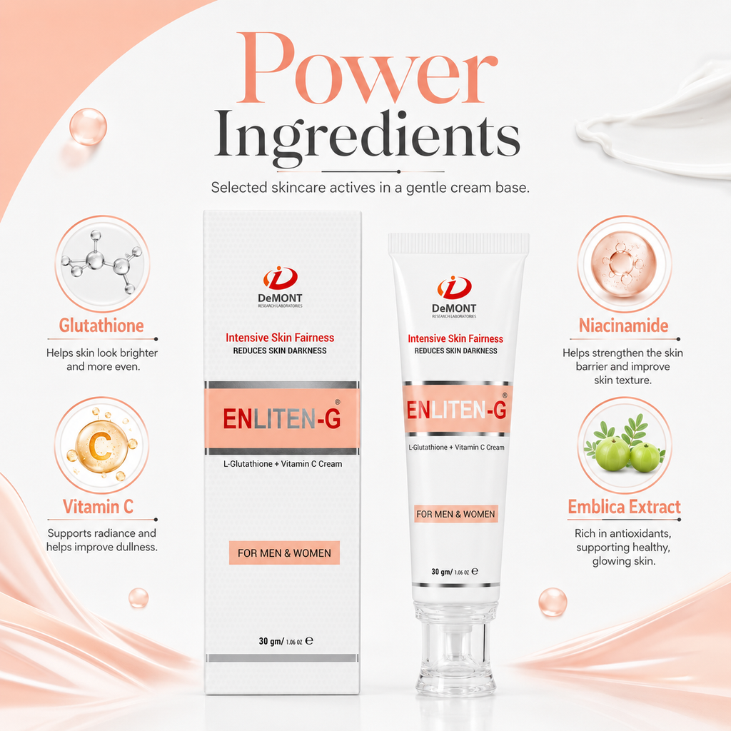 ENLITEN-G Intensive Skin Fairness Cream – L-Glutathione + Vitamin C | 30gm