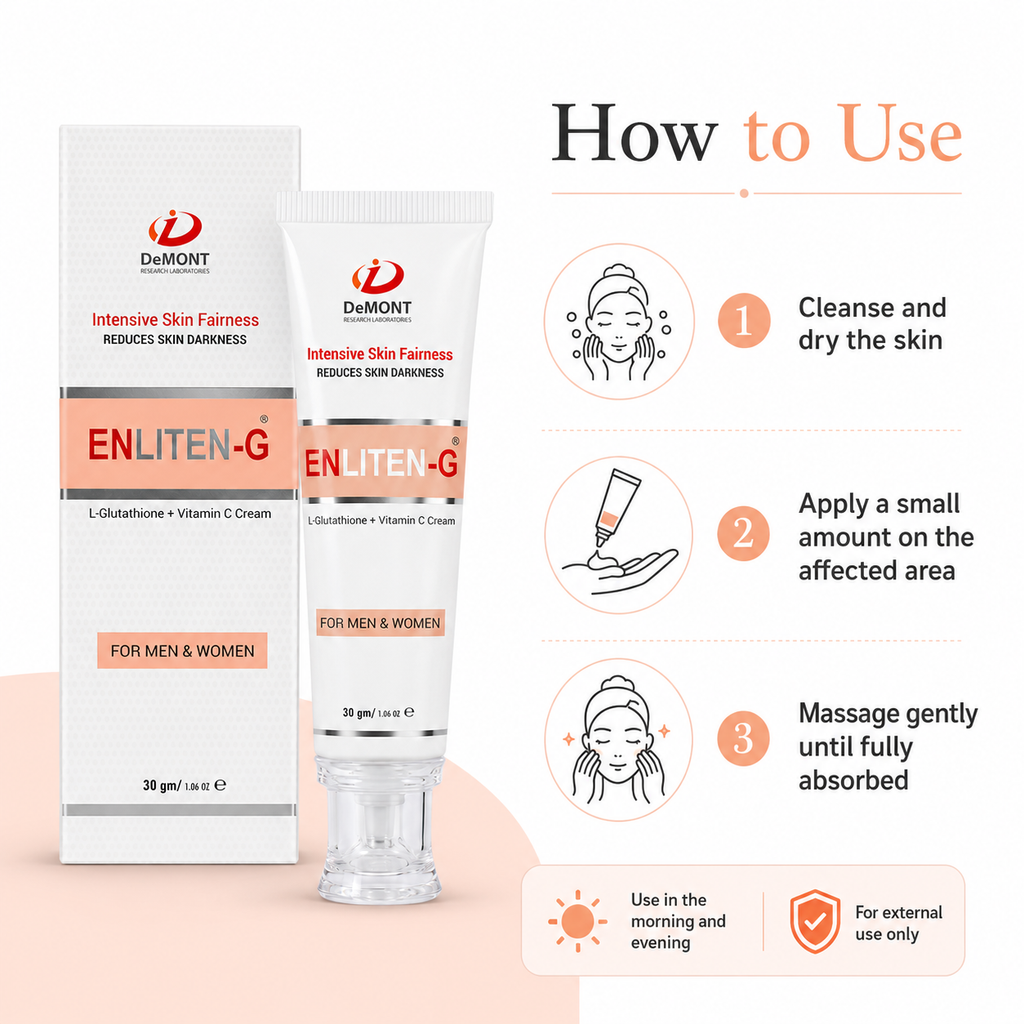 ENLITEN-G Intensive Skin Fairness Cream – L-Glutathione + Vitamin C | 30gm