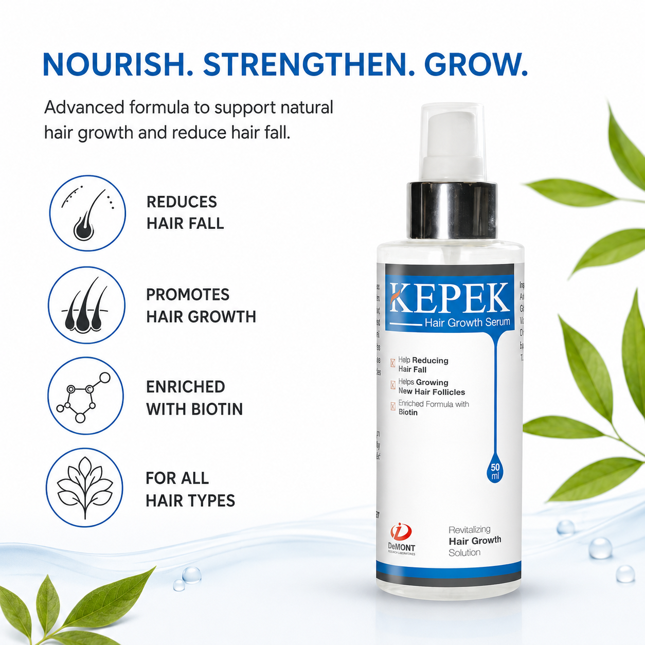 KEPEK Hair Growth Serum | Turkish Formula for Hair Loss & Thinning | DeMont