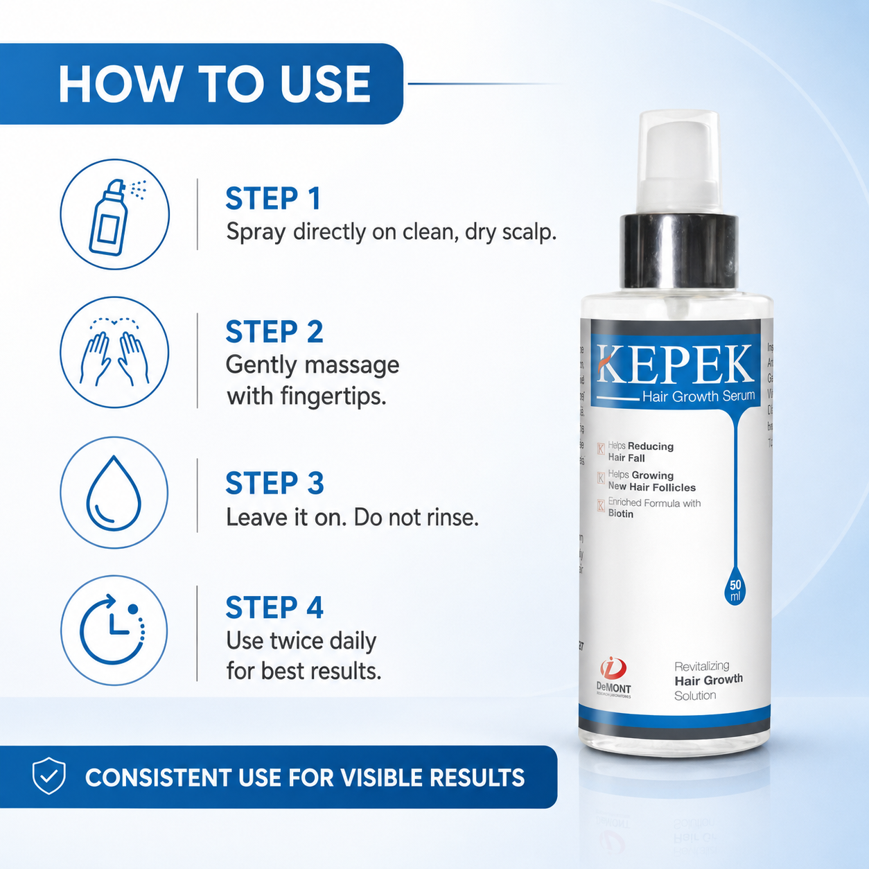 KEPEK Hair Growth Serum | Turkish Formula for Hair Loss & Thinning | DeMont