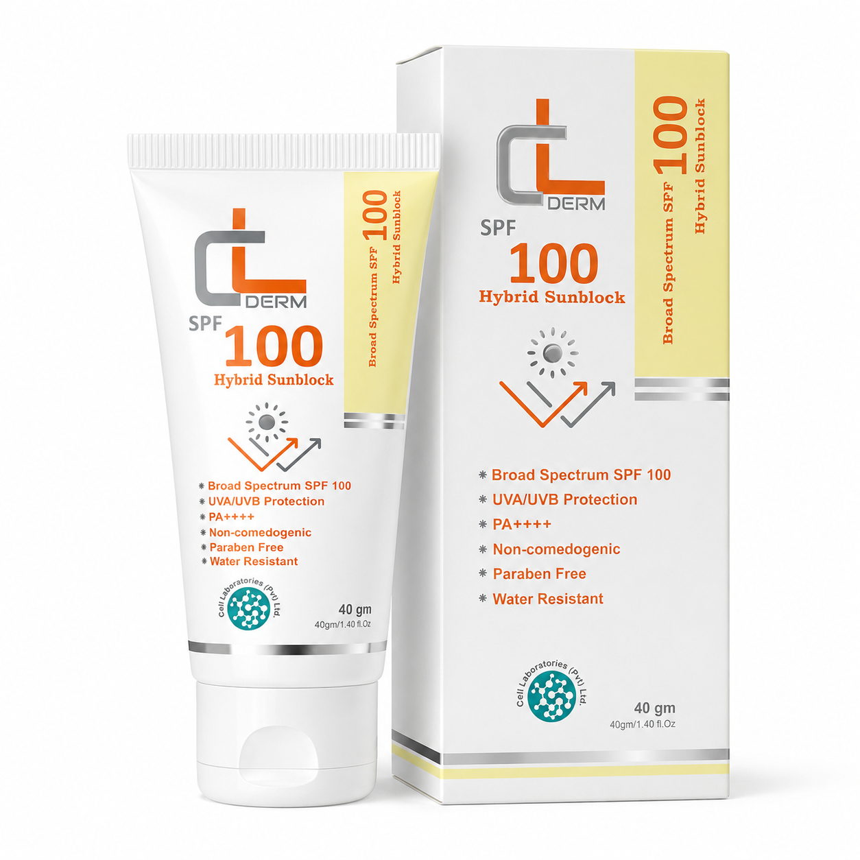 CL Derm SPF 100 Hybrid Sunblock – 40g | Broad Spectrum UVA/UVB Protection | PA++++ | Paraben Free
