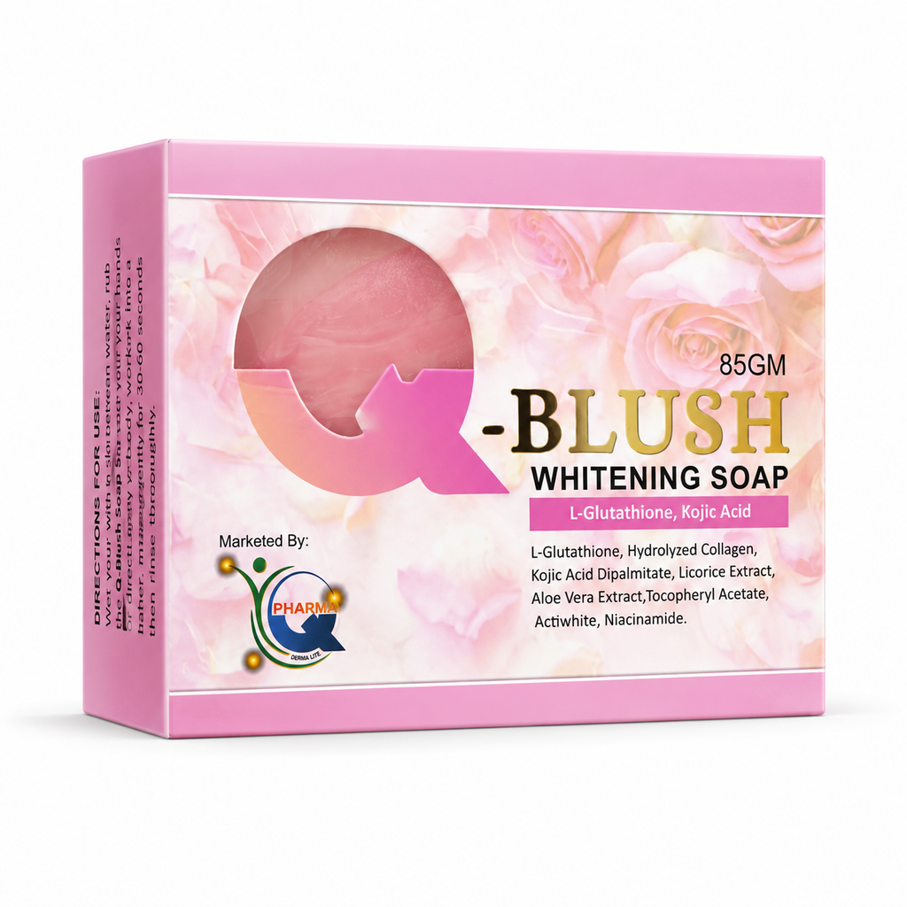 Q-Blush Whitening Soap – 85g | L-Glutathione & Kojic Acid | Skin Brightening & Anti-Pigmentation
