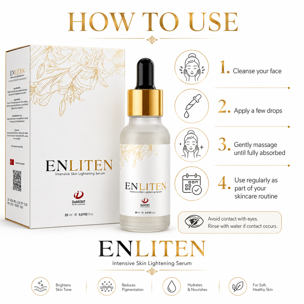 ENLITEN Intensive Skin Lightening Serum – 20ml | Vitamin C Derivative & Hyaluronic Acid | Turkish Formulation
